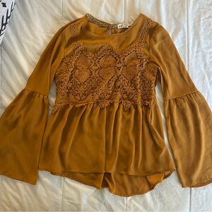 Jolt Mustard Lace Detail Blouse